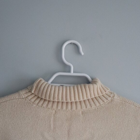 Oak + Fort Womens XS Cream Turtleneck Minimalist Knit Pullover Ribbed Sweater - Picture 6 of 11